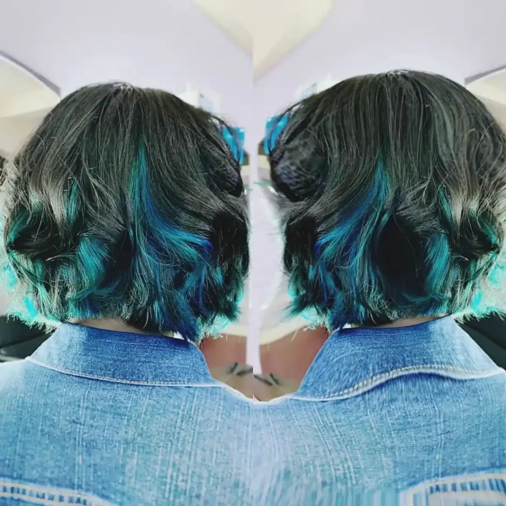 highlight rambut warna biru