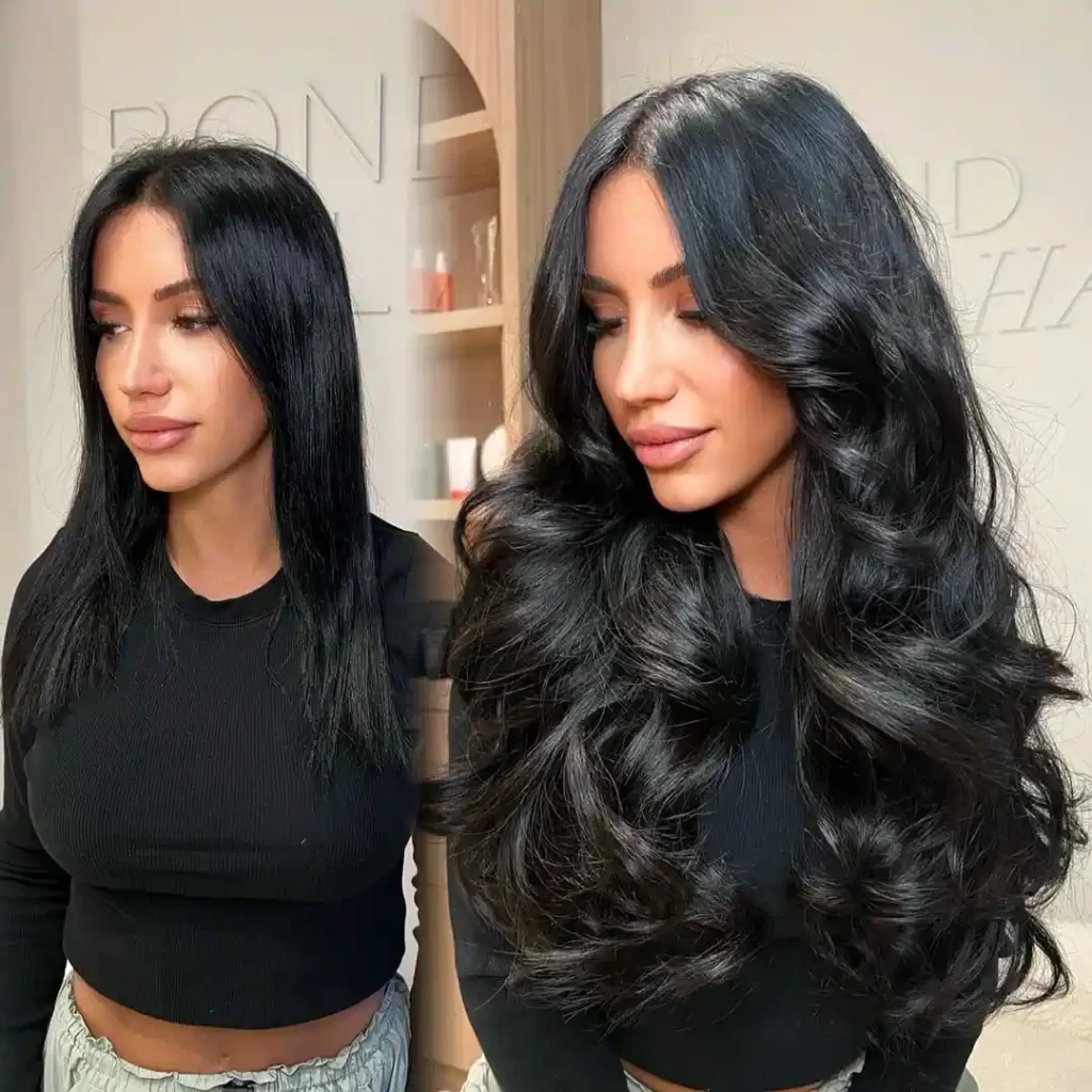 sebelum dan sesudah pemasangan hair extension