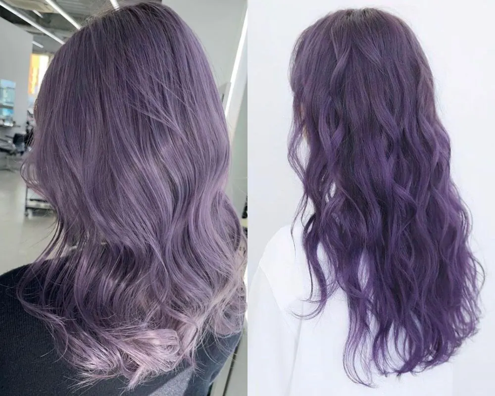 warna rambut lavender milk tea hair
