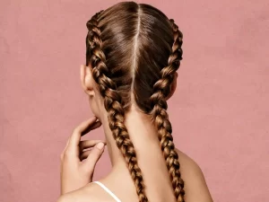 gaya rambut kepang dua french braids