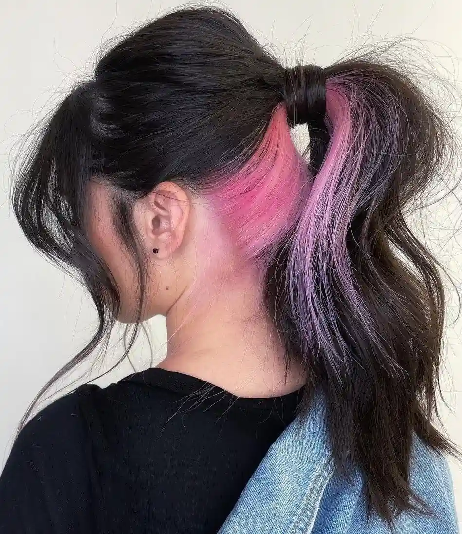 warna rambut tersembunyi pink
